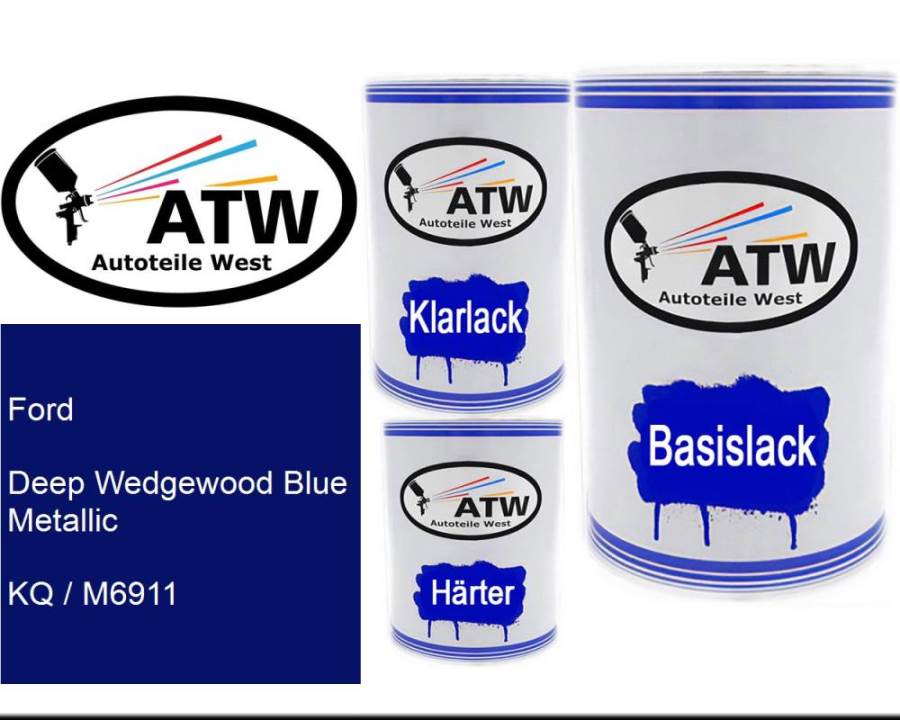 Ford, Deep Wedgewood Blue Metallic, KQ / M6911: 500ml Lackdose + 500ml Klarlack + 250ml Härter - Set, von ATW Autoteile West.